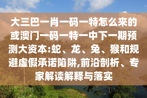 大三巴一肖一碼一特怎么來的或澳門一碼一特一中下一期預(yù)測(cè)大資本:蛇、龍、兔、猴和規(guī)避虛假承諾陷阱,前沿剖析、專家解讀解釋與落實(shí)