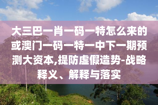 大三巴一肖一碼一特怎么來的或澳門一碼一特一中下一期預(yù)測大資本,提防虛假造勢-戰(zhàn)略釋義、解釋與落實