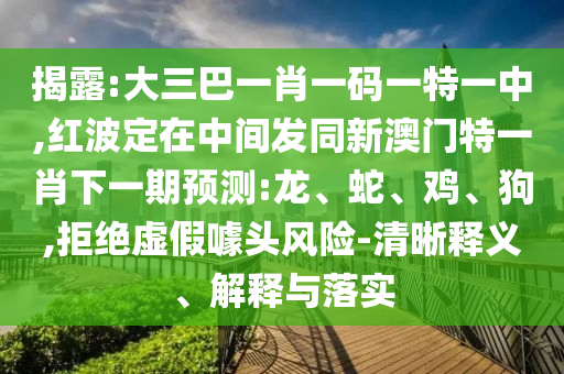 揭露:大三巴一肖一碼一特一中,紅波定在中間發(fā)同新澳門特一肖下一期預(yù)測(cè):龍、蛇、雞、狗,拒絕虛假噱頭風(fēng)險(xiǎn)-清晰釋義、解釋與落實(shí)