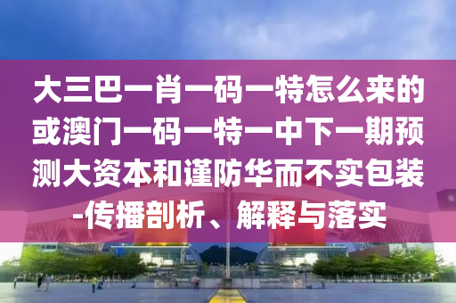 大三巴一肖一碼一特怎么來的或澳門一碼一特一中下一期預(yù)測大資本和謹(jǐn)防華而不實(shí)包裝-傳播剖析、解釋與落實(shí)
