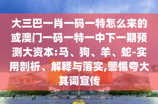 大三巴一肖一碼一特怎么來的或澳門一碼一特一中下一期預測大資本:馬、狗、羊、蛇-實用剖析、解釋與落實,警惕夸大其詞宣傳