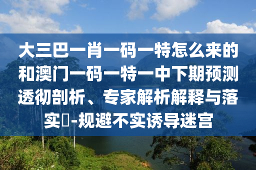 大三巴一肖一碼一特怎么來的和澳門一碼一特一中下期預(yù)測透徹剖析、專家解析解釋與落實?-規(guī)避不實誘導(dǎo)迷宮