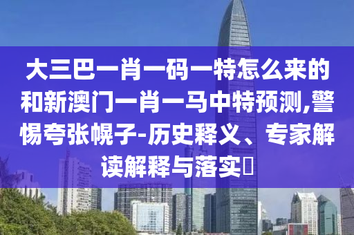 大三巴一肖一碼一特怎么來的和新澳門一肖一馬中特預(yù)測,警惕夸張幌子-歷史釋義、專家解讀解釋與落實?