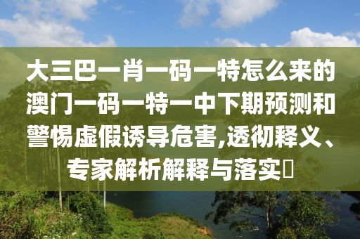 大三巴一肖一碼一特怎么來的澳門一碼一特一中下期預(yù)測和警惕虛假誘導危害,透徹釋義、專家解析解釋與落實?