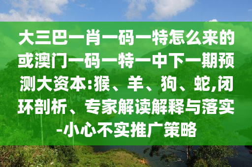 大三巴一肖一碼一特怎么來的或澳門一碼一特一中下一期預(yù)測大資本:猴、羊、狗、蛇,閉環(huán)剖析、專家解讀解釋與落實(shí)-小心不實(shí)推廣策略