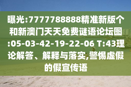 曝光:7777788888精準(zhǔn)新版?zhèn)€和新澳門(mén)天天免費(fèi)謎語(yǔ)論壇圖:05-03-42-19-22-06 T:43理論解答、解釋與落實(shí),警惕虛假的假宣傳語(yǔ)