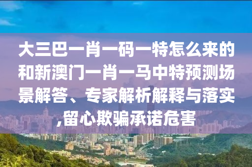 大三巴一肖一碼一特怎么來的和新澳門一肖一馬中特預(yù)測場景解答、專家解析解釋與落實,留心欺騙承諾危害