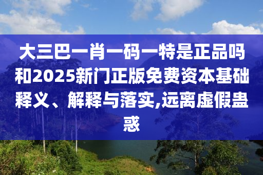 大三巴一肖一碼一特是正品嗎和2025新門正版免費資本基礎釋義、解釋與落實,遠離虛假蠱惑