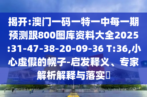 揭開:澳門一碼一特一中每一期預(yù)測(cè)跟800圖庫資料大全2025:31-47-38-20-09-36 T:36,小心虛假的幌子-啟發(fā)釋義、專家解析解釋與落實(shí)?