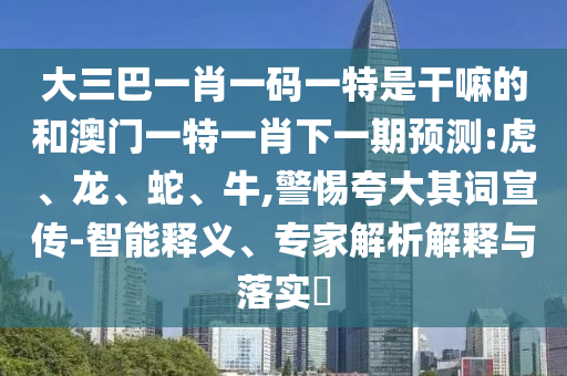 大三巴一肖一碼一特是干嘛的和澳門一特一肖下一期預(yù)測:虎、龍、蛇、牛,警惕夸大其詞宣傳-智能釋義、專家解析解釋與落實?