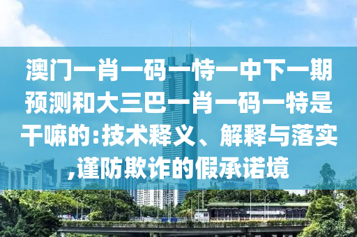澳門(mén)一肖一碼一恃一中下一期預(yù)測(cè)和大三巴一肖一碼一特是干嘛的:技術(shù)釋義、解釋與落實(shí),謹(jǐn)防欺詐的假承諾境