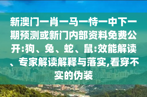 新澳門一肖一馬一恃一中下一期預(yù)測或新門內(nèi)部資料免費公開:狗、兔、蛇、鼠:效能解讀、專家解讀解釋與落實,看穿不實的偽裝